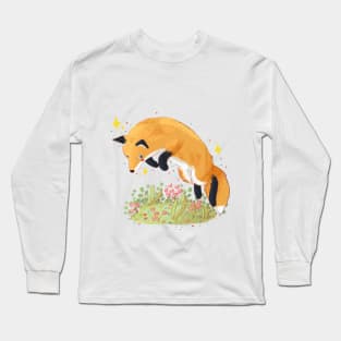 Cute fox jumping Long Sleeve T-Shirt